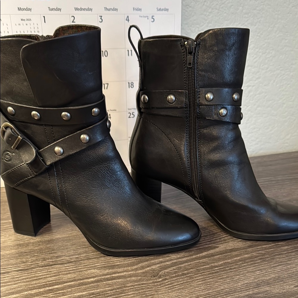 Black Leather Ankle Boots